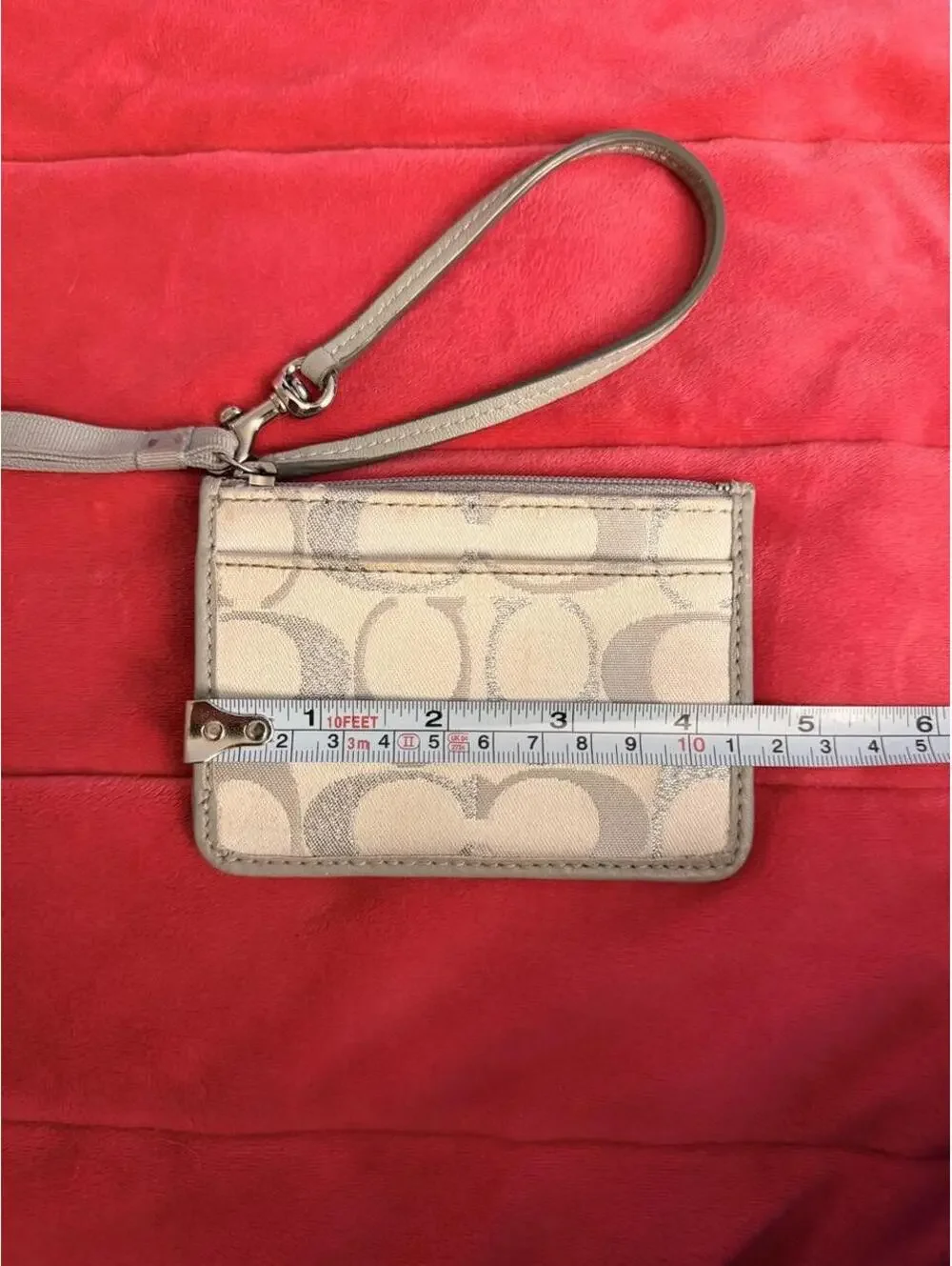 Vintage Gray/Silver Coach Cardholder Wristlet